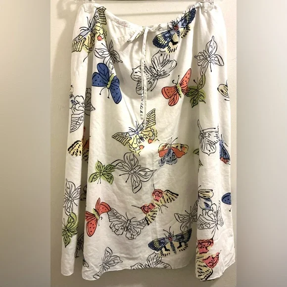 Liz Claiborne White Linen Skirt with Butterfly Print - Picture 1 of 13